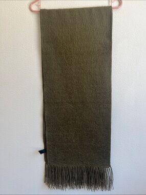 Olive Green 100% Alpaca Fringe Scarf